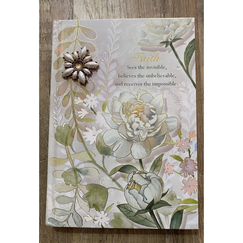 Punch Studio Faith Floral Hardcover Journal 208 Lined Pages Faux Pearl Flower